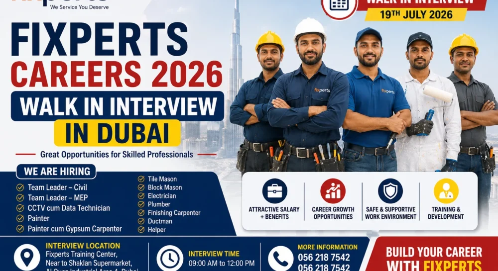 Fixperts walk-in interview recruitment