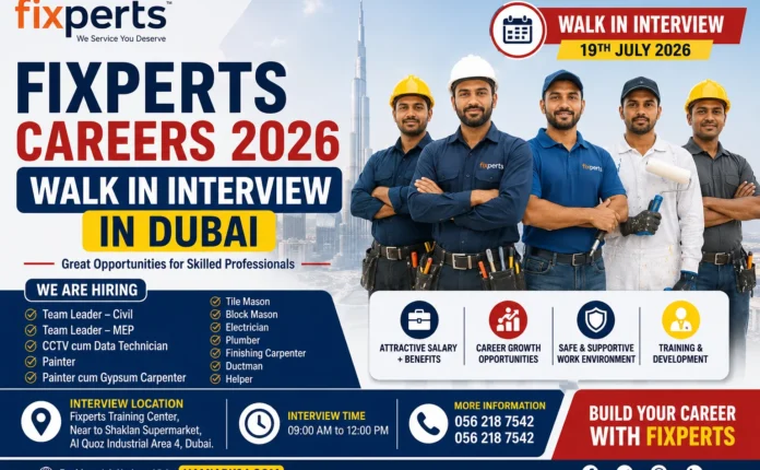 Fixperts walk-in interview recruitment