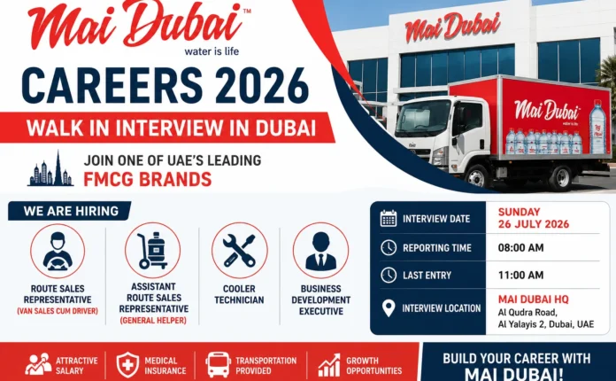 Mai Dubai careers walk-in interview